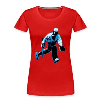Feldhockey-Torwart - Frauen Premium Bio T-Shirt - Rot - Vorne - Mia (176cm)
