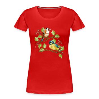 oiseaux - T-shirt bio Premium Femme - rouge - Devant - Mia (176cm)