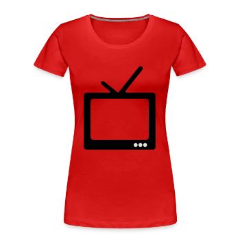 fernseh - Frauen Premium Bio T-Shirt - Rot - Vorne - Mia (176cm)