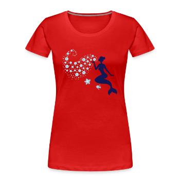 Meerjungfrau - Mermaid Kiss - Nixe - See - 3C - Frauen Premium Bio T-Shirt - Rot - Vorne - Mia (176cm)