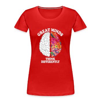 Les grands esprits pensent différemment cerveau créatif - T-shirt bio Premium Femme - rouge - Devant - Mia (176cm)