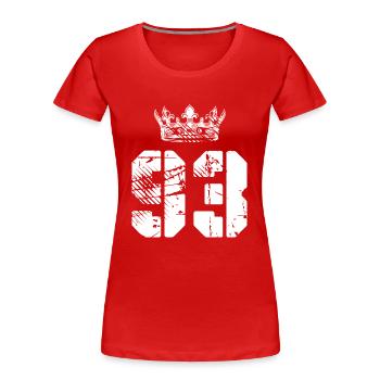 93 Number crown - Women's Premium Organic T-Shirt - red - Front - Mia (176cm)