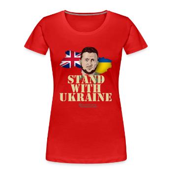 Ukraine Great Britain Stand with Ukraine - Frauen Premium Bio T-Shirt - Rot - Vorne - Mia (176cm)