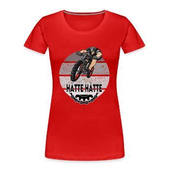 Fahrradfahrer Hätte Hätte Fahrradkette - Frauen Premium Bio T-Shirt - Rot - Vorne - Mia (176cm)