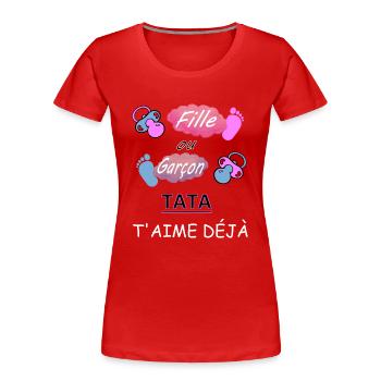 TATA - T-shirt bio Premium Femme - rouge - Devant - Mia (176cm)