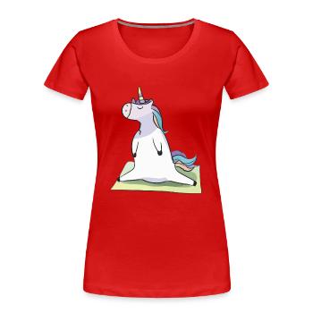 Unicorn Yoga Drôle Professeur de Yoga Idée Cadeau - T-shirt bio Premium Femme - rouge - Devant - Mia (176cm)