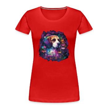 Beagle Beagle Motif Gift - Women's Premium Organic T-Shirt - red - Front - Mia (176cm)