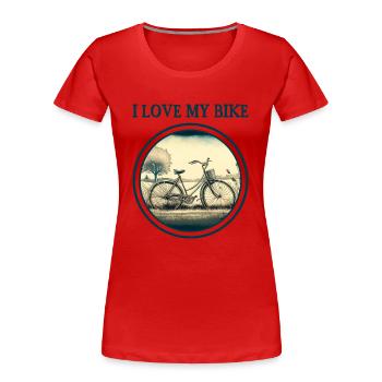 I love my bike - Women's Premium Organic T-Shirt - red - Front - Mia (176cm)
