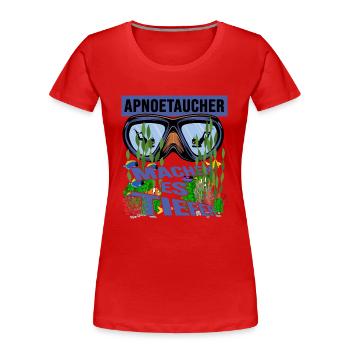 apnoetaucher oxygen apnoe tieftauchen schnorcheln - Frauen Premium Bio T-Shirt - Rot - Vorne - Mia (176cm)