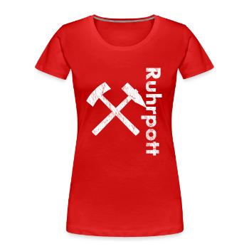 Ruhrpott Vertikal - Frauen Premium Bio T-Shirt - Rot - Vorne - Mia (176cm)