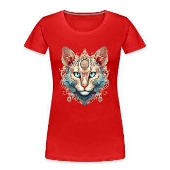 Tête de chat imaginaire: un mélange artistique - T-shirt bio Premium Femme - rouge - Devant - Mia (176cm)
