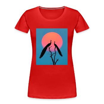 Hoch Hinaus - Frauen Premium Bio T-Shirt - Rot - Vorne - Mia (176cm)