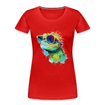 Doko the lizard - Women's Premium Organic T-Shirt - red - Front - Mia (176cm)