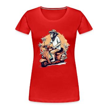 Billy der Affe auf dem Roller - Frauen Premium Bio T-Shirt - Rot - Vorne - Mia (176cm)