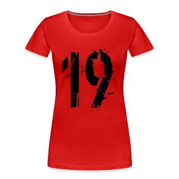 19 Nombre 19 Ans - T-shirt bio Premium Femme - rouge - Devant - Mia (176cm)