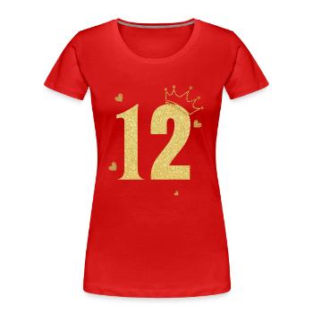 12th anniversary golden crown - Women's Premium Organic T-Shirt - red - Front - Mia (176cm)