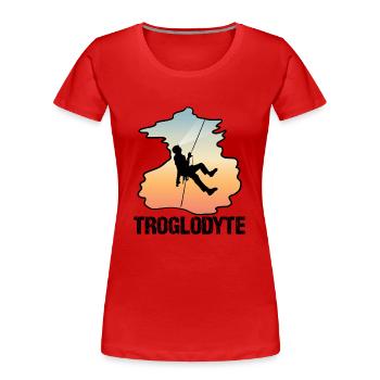 Troglodyte drôle de spéléologie - Spéléologie de l’explorateur de grottes - T-shirt bio Premium Femme - rouge - Devant - Mia (176cm)