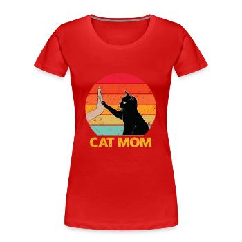 Cat Mom - Cat High Five - T-shirt bio Premium Femme - rouge - Devant - Mia (176cm)