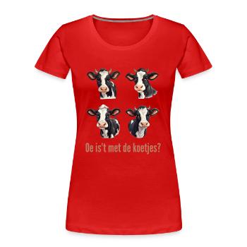 Oh, qu’est-ce que c’est que ce bavardage ? Chemises en dialecte vaches - T-shirt bio Premium Femme - rouge - Devant - Mia (176cm)