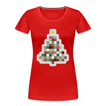 8-Bit Retro Tannenbaum Xmas - Frauen Premium Bio T-Shirt - Rot - Vorne - Mia (176cm)