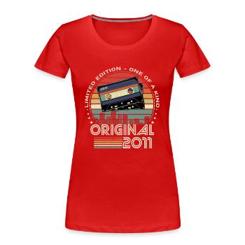 2011 13th Anniversary Limited Edition - Women's Premium Organic T-Shirt - red - Front - Mia (176cm)