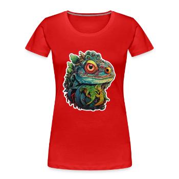 Tête de lézard dans la jungle - T-shirt bio Premium Femme - rouge - Devant - Mia (176cm)