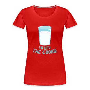 Verre de lait - Je suis avec le biscuit - T-shirt bio Premium Femme - rouge - Devant - Mia (176cm)