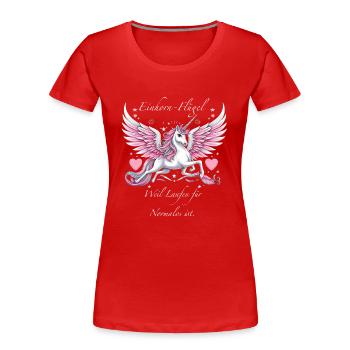Ailes de licorne : Parce que la course à pied est🦄👟😂 pour les gens normaux - T-shirt bio Premium Femme - rouge - Devant - Mia (176cm)