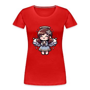Ange Anime Chérubin - angélique, kawaii - T-shirt bio Premium Femme - rouge - Devant - Mia (176cm)