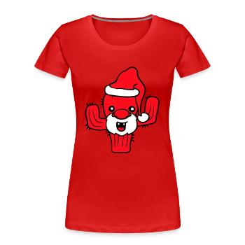 Cactus Père Noël Face Cactus de Noël - T-shirt bio Premium Femme - rouge - Devant - Mia (176cm)