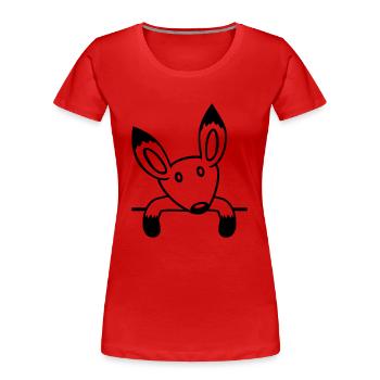Fuchs Rotfuchs Hinter Zaun Mauer Wand Guckt Süß - Frauen Premium Bio T-Shirt - Rot - Vorne - Mia (176cm)