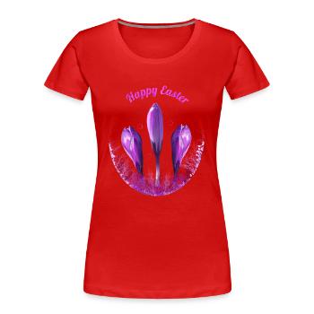 Krokusse Frohe Ostern - Frauen Premium Bio T-Shirt - Rot - Vorne - Mia (176cm)
