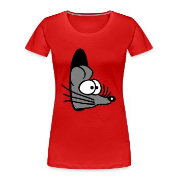 Maus Wand Loch Mauseloch Guckt Süß Lustig Comic - Frauen Premium Bio T-Shirt - Rot - Vorne - Mia (176cm)