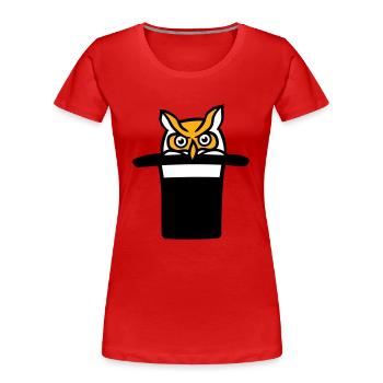 Eule Zylinder Hut Zauberer Magie Trick Zaubertrick - Frauen Premium Bio T-Shirt - Rot - Vorne - Mia (176cm)