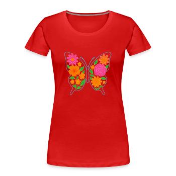 Mariposa/Schmetterling Floral - Frauen Premium Bio T-Shirt - Rot - Vorne - Mia (176cm)