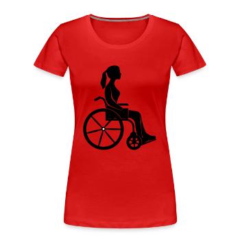 Fauteuil roulant Femme - T-shirt bio Premium Femme - rouge - Devant - Mia (176cm)