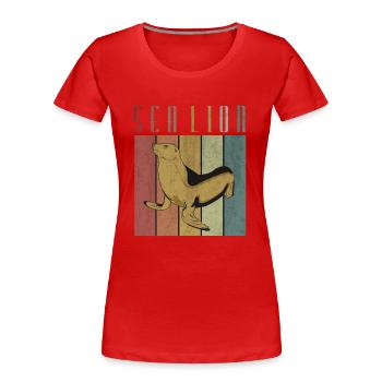 Seehund - Frauen Premium Bio T-Shirt - Rot - Vorne - Mia (176cm)