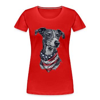 Whippet - Frauen Premium Bio T-Shirt - Rot - Vorne - Mia (176cm)