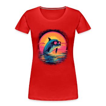 children boats sea fish boat present - Frauen Premium Bio T-Shirt - Rot - Vorne - Mia (176cm)