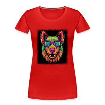 dog paw beagle daddy animal birthday present - Frauen Premium Bio T-Shirt - Rot - Vorne - Mia (176cm)