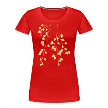 Birkenzweig - Natur - Nachhaltig - Waldbaum - Frauen Premium Bio T-Shirt - Rot - Vorne - Mia (176cm)