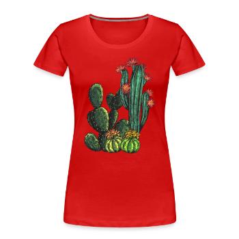 CACTUS LOVE - Fleurs du désert - Cactus épineux - T-shirt bio Premium Femme - rouge - Devant - Mia (176cm)