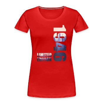 1946. Limited Edition T-Shirt Birthday Idea - Women's Premium Organic T-Shirt - red - Front - Mia (176cm)