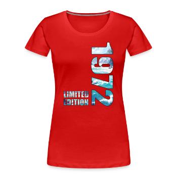 1972 Limited Edition T-Shirt Birthday Idea - Women's Premium Organic T-Shirt - red - Front - Mia (176cm)