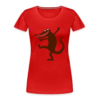 Krokodil - Frauen Premium Bio T-Shirt - Rot - Vorne - Mia (176cm)