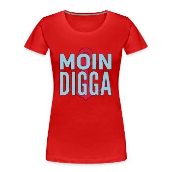 Moin Digga Hambourg - T-shirt bio Premium Femme - rouge - Devant - Mia (176cm)