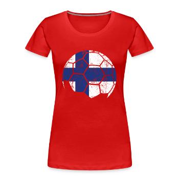 Finland Soccer Ball Fußball - Frauen Premium Bio T-Shirt - Rot - Vorne - Mia (176cm)