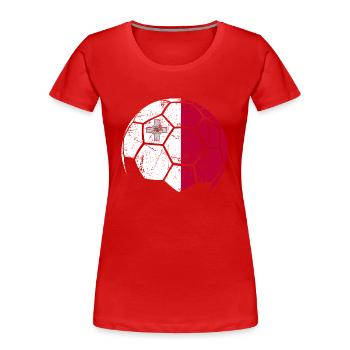 Malta Soccer Ball Fußball - Frauen Premium Bio T-Shirt - Rot - Vorne - Mia (176cm)