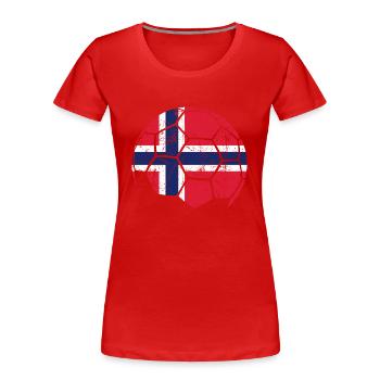 Norway Soccer Ball Fußball - Frauen Premium Bio T-Shirt - Rot - Vorne - Mia (176cm)