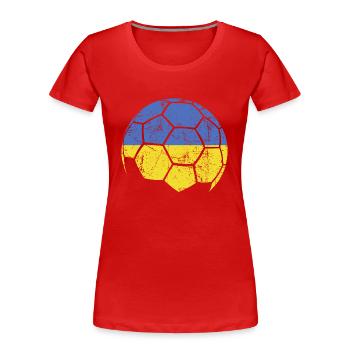 Ukraine Soccer Ball Fußball - Frauen Premium Bio T-Shirt - Rot - Vorne - Mia (176cm)
